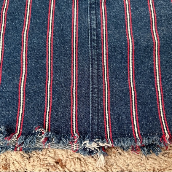 American Eagle Hi-Rise Mini‎ Super Stretch Blue Striped Denim Skirt Size 12 - Picture 8 of 16